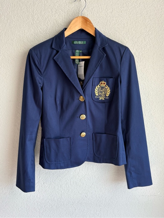 Ralph Lauren Jackets & Blazers - Ralph Lauren NWT Navy Crest Blazer Gold Buttons Equestrian Preppy Small